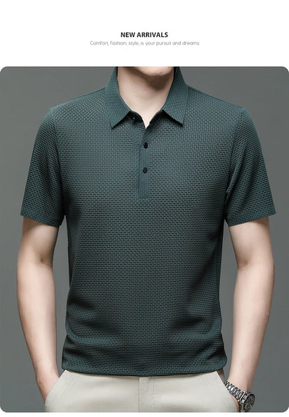 Summer New Men's Short Sleeve T-shirt Cool and Breathable POLO Shirt Business Casual Sweat-absorbing Top