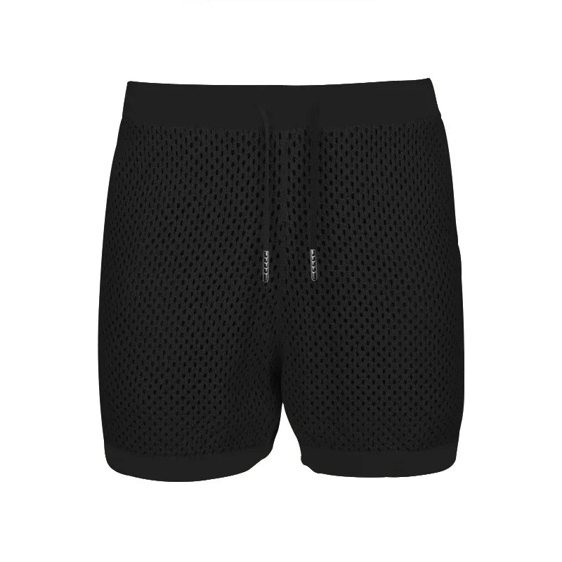 2024 Mesh Breathable Ice Cool Casual Suit Thin Men's Short Sleeve Shorts Two-piece Set