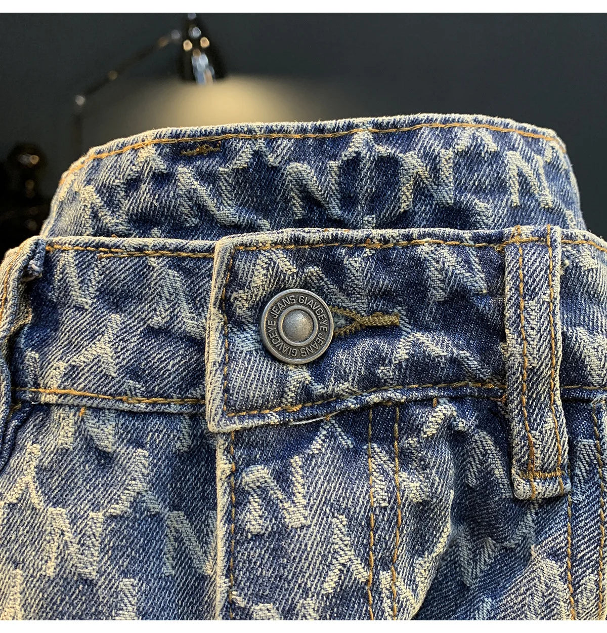 Jacquard denim shorts men's summer 2025 thin casual blue trendy brand loose design five quarter pants