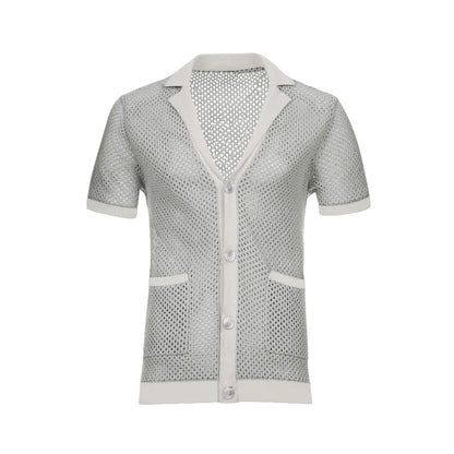 2024 Mesh Breathable Ice Cool Casual Suit Thin Men's Short Sleeve Shorts Two-piece Set