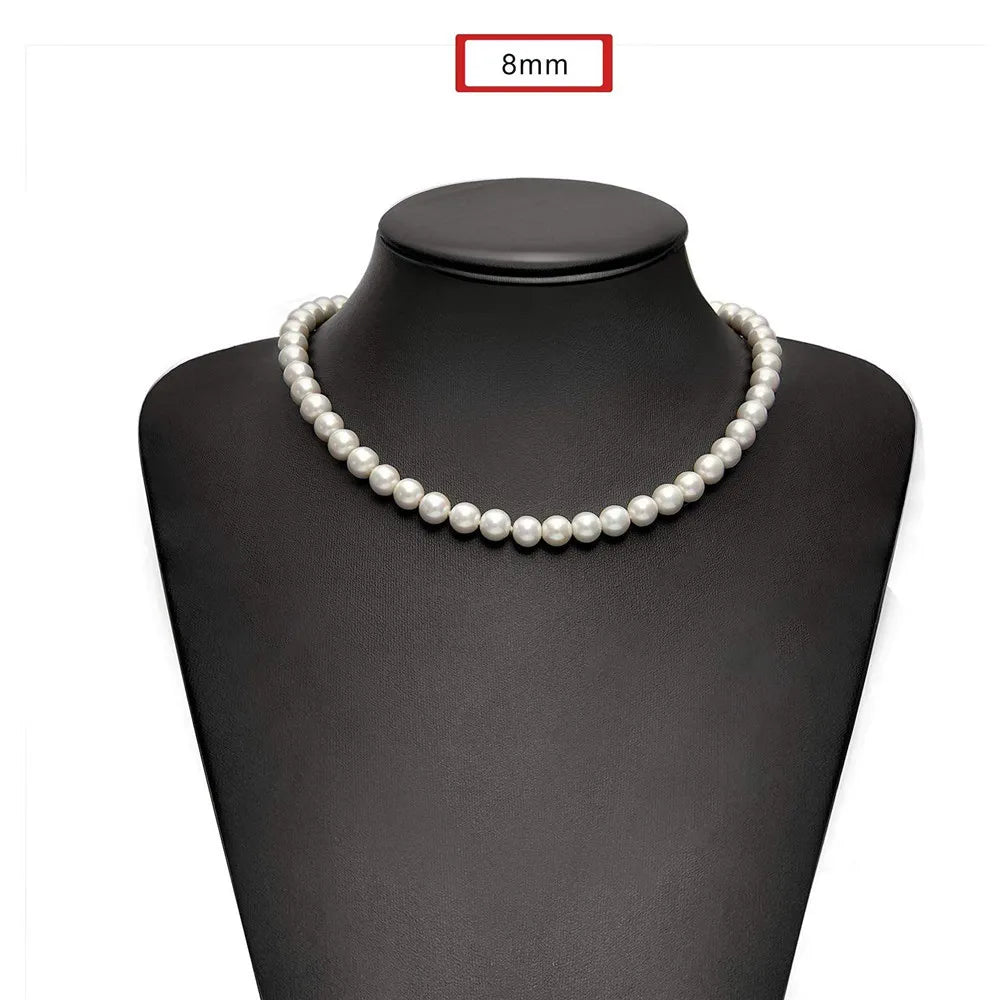 Cool Artificial White Pearl Necklace 1 Pcs Choker Beaded Chain for Men and Women Fashion Jewelry Gift