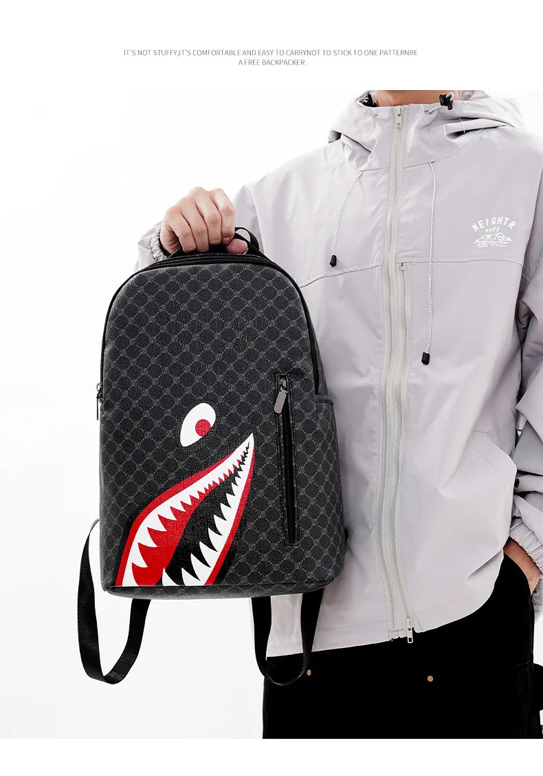 Men's Backpack Plaid High School College Bag 15-inch Laptop Rucksack
