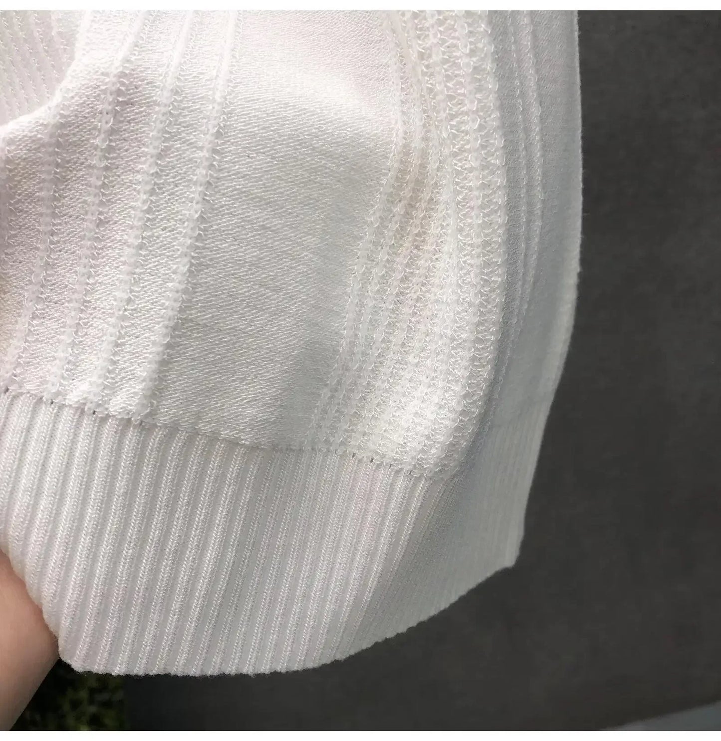 Pure White Floral Short Sleeve Men's Knitted Shirt Thin Base Layer Top Summer Trendy Brand Crew Neck Half Sleeve T-shirt