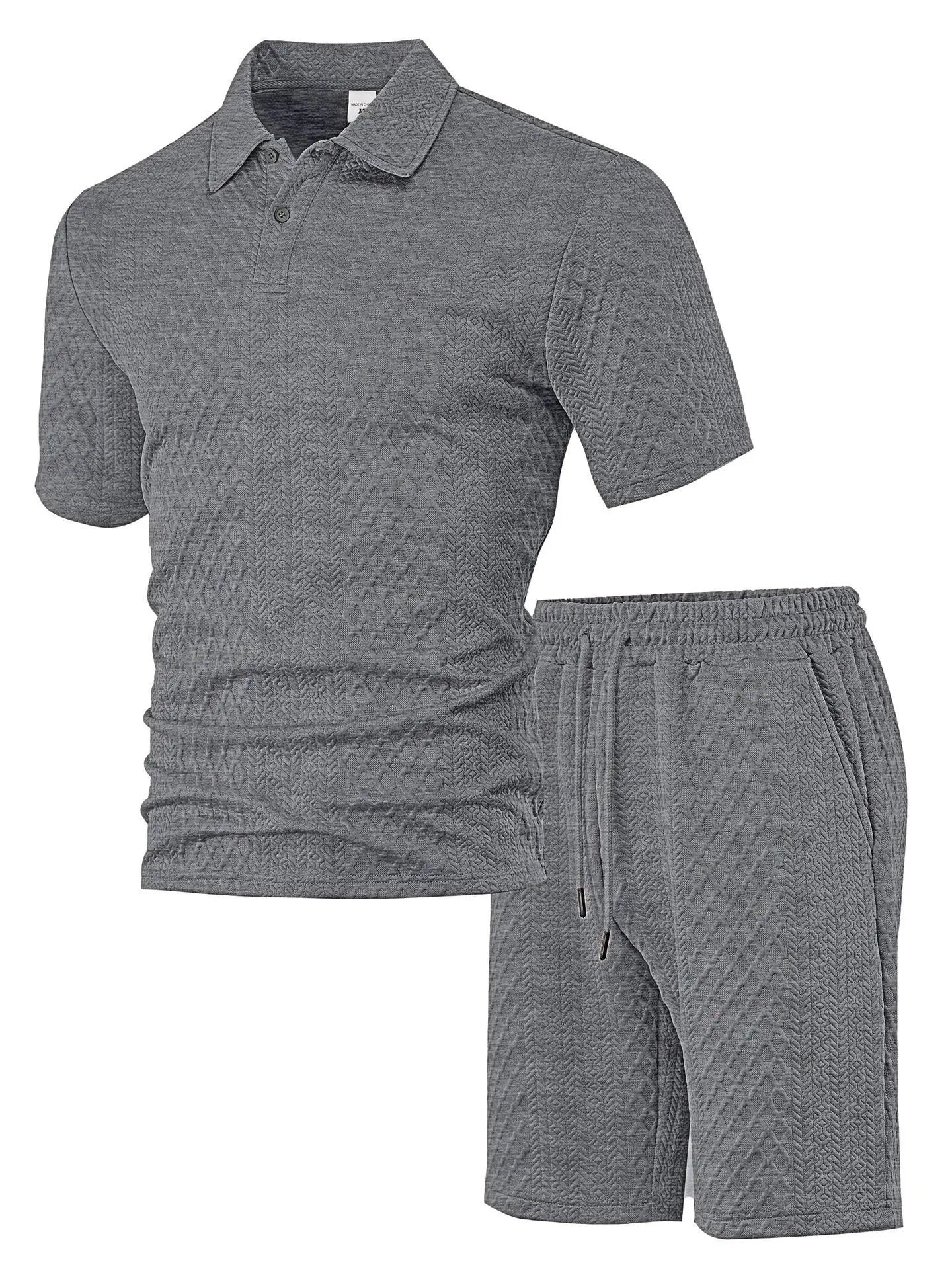 Cross-Border Men's Clothing Summer European and American New Jacquard Cloth Men's Casual Sports Thin Lapel Polo Shirt Short-Sleeved Suit Fabric Breathable and Comfortable Perfect for Daily Wear