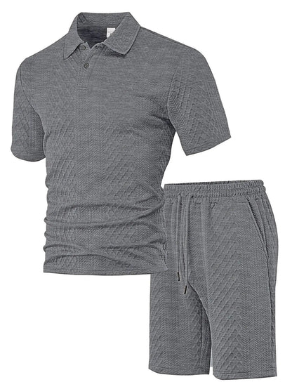 Cross-Border Men's Clothing Summer European and American New Jacquard Cloth Men's Casual Sports Thin Lapel Polo Shirt Short-Sleeved Suit Fabric Breathable and Comfortable Perfect for Daily Wear