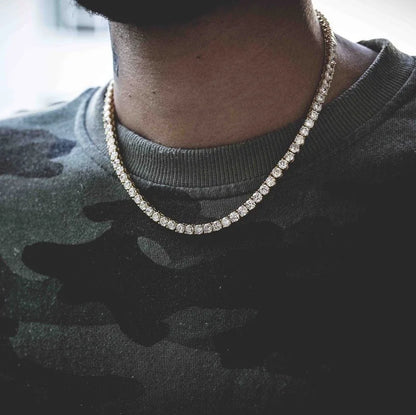 Hip Hop Zircon Crystal Necklace For Men Rock Silver Color Tennis Chain Necklace For Women Fashion Party Jewelry Gift