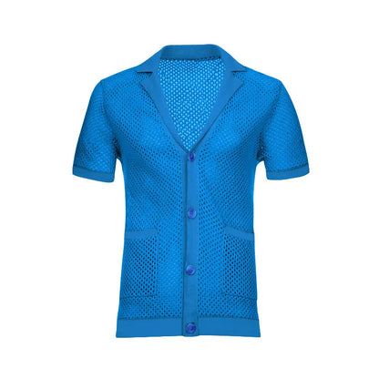 2024 Mesh Breathable Ice Cool Casual Suit Thin Men's Short Sleeve Shorts Two-piece Set