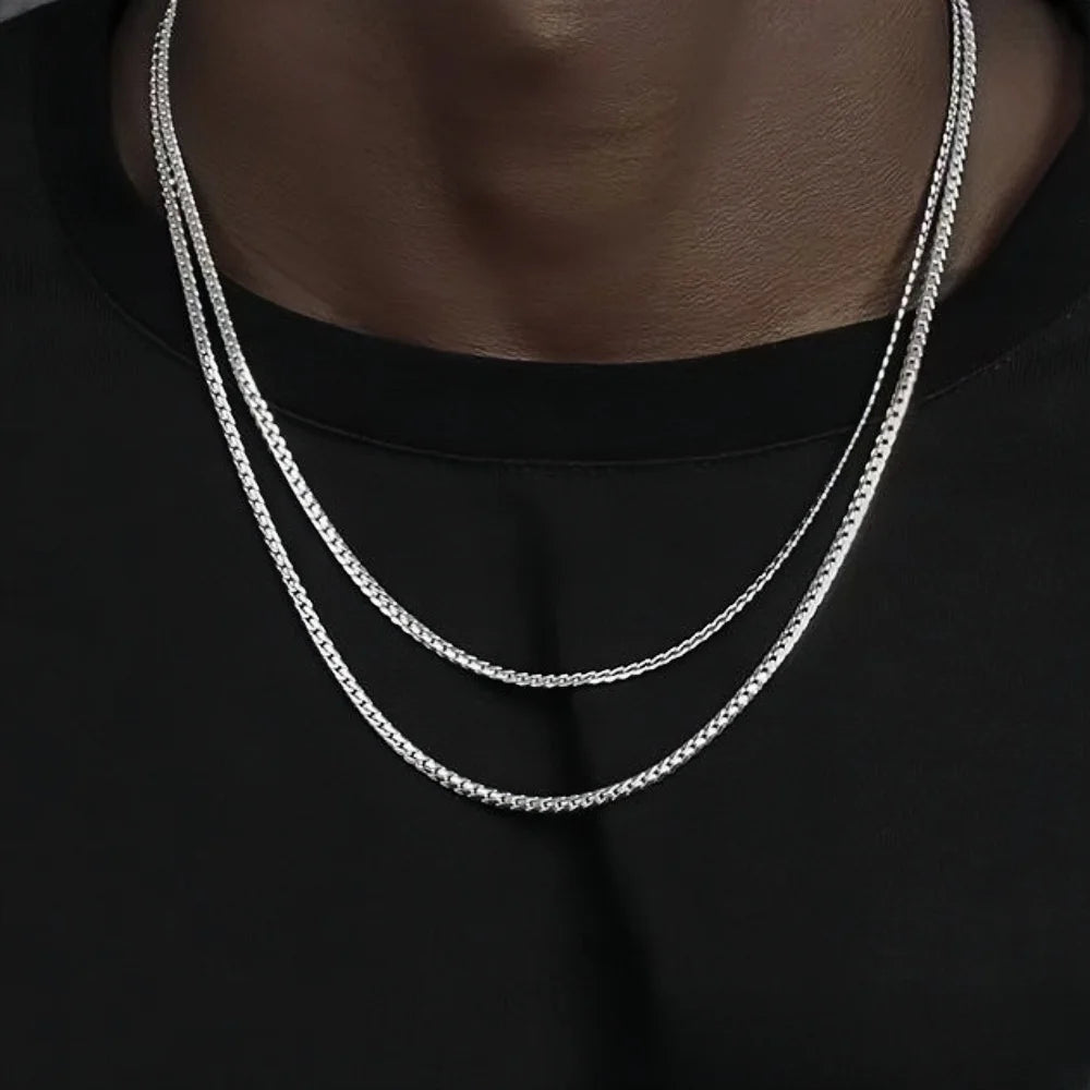 3MM Retro Miami Cuban Link Chain Necklace Simple Stainless Steel Men's Necklace Fashion Jewelry Accessories