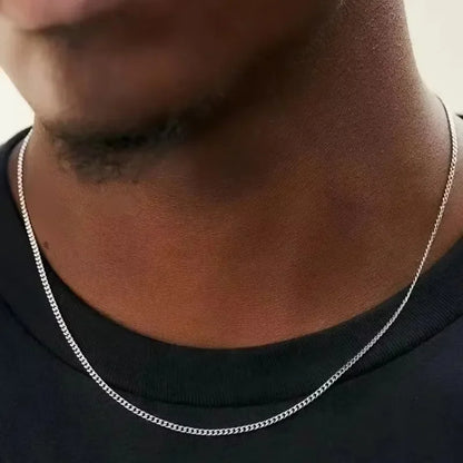 3mm Men's Cuban Chain Necklace Simple Stainless Steel Necklace Fashion Titanium Steel Jewelry Trend Accessories Party Gifts