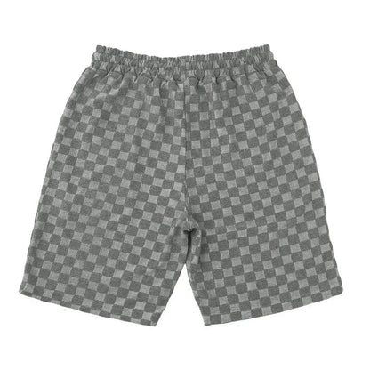 Men's Sports Suit Summer New Korean High Street Jacquard Plaid T-shirt Shorts Two-piece Set Male Casual Retro Loose O-neck Top