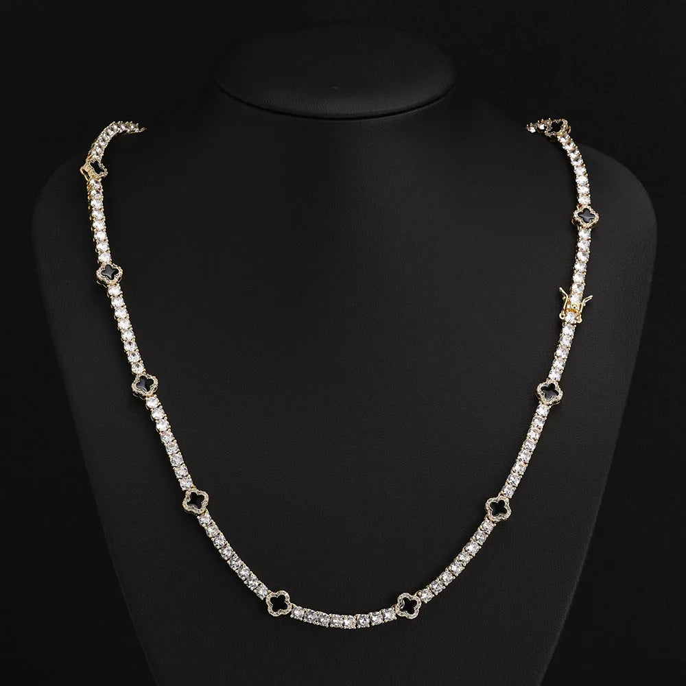 NY Fashion Design Dainty Tennis Chain Gold/Silver Plated Zircon Necklace Luxury Hip Hop Jewelry for Men Women party Gift