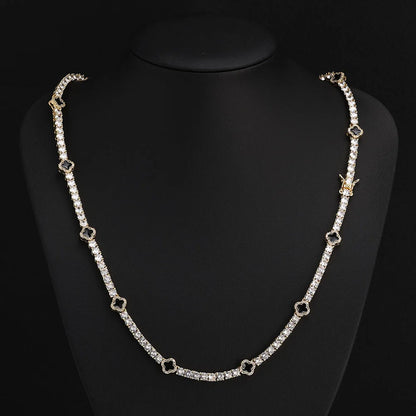 NY Fashion Design Dainty Tennis Chain Gold/Silver Plated Zircon Necklace Luxury Hip Hop Jewelry for Men Women party Gift