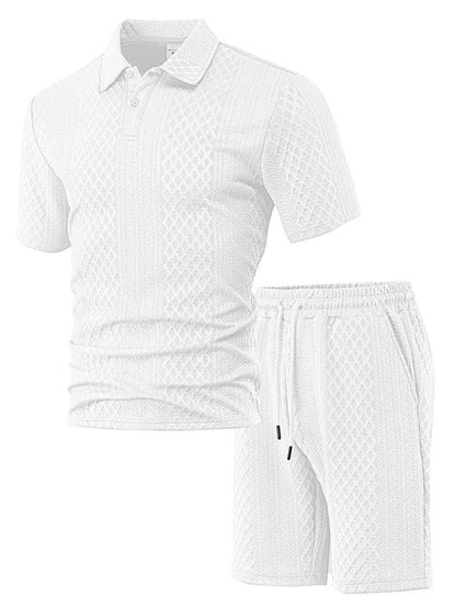 Cross-Border Men's Clothing Summer European and American New Jacquard Cloth Men's Casual Sports Thin Lapel Polo Shirt Short-Sleeved Suit Fabric Breathable and Comfortable Perfect for Daily Wear