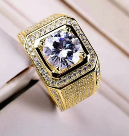Sale 5-12 White Golden Iced Out HipHop Engagement Rings CZ Pinky Men Women Full Crystal Ring