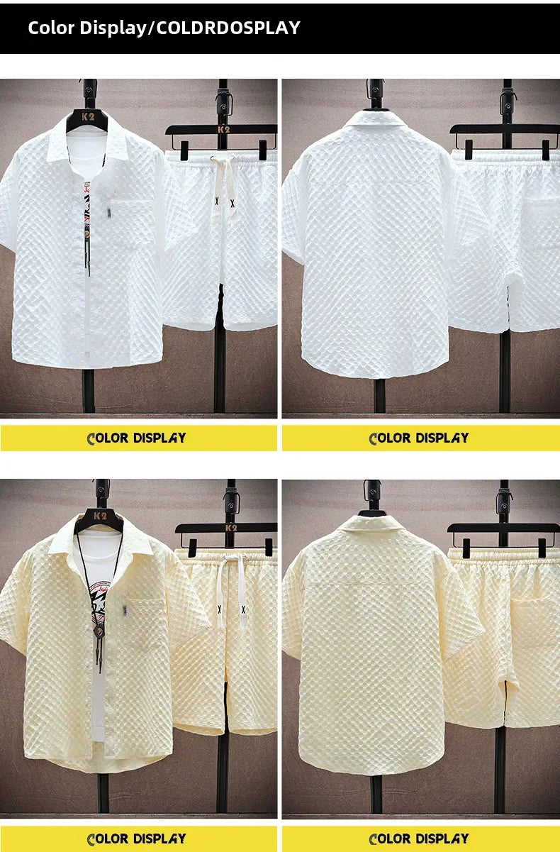 Casualsuit Men's Short Sleeve Sport Suit Vintage Trendy Fashionable Lightweight Summer 2024 New Arrival