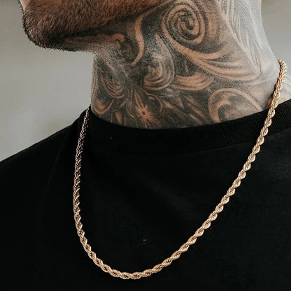 HIYEE Classic Rope Chain Men Necklace Width 2/3/4/5 MM Stainless Steel Figaro Cuban Chain Necklace For Men Women Jewelry