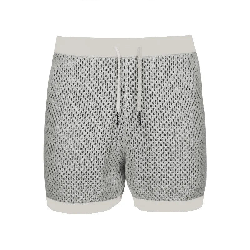 2024 Mesh Breathable Ice Cool Casual Suit Thin Men's Short Sleeve Shorts Two-piece Set