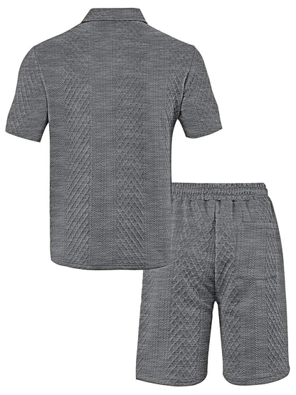 Cross-Border Men's Clothing Summer European and American New Jacquard Cloth Men's Casual Sports Thin Lapel Polo Shirt Short-Sleeved Suit Fabric Breathable and Comfortable Perfect for Daily Wear
