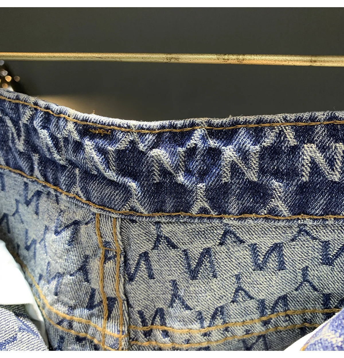 Jacquard denim shorts men's summer 2025 thin casual blue trendy brand loose design five quarter pants
