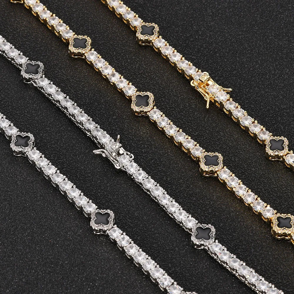 NY Fashion Design Dainty Tennis Chain Gold/Silver Plated Zircon Necklace Luxury Hip Hop Jewelry for Men Women party Gift
