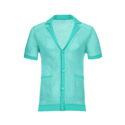 2024 Mesh Breathable Ice Cool Casual Suit Thin Men's Short Sleeve Shorts Two-piece Set